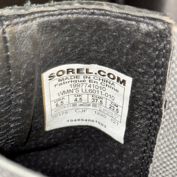 Sorel Joan of Arctic Wedge III Waterproof Black Leather Chelsea Boots Size 6.5 - Picture 8 of 9